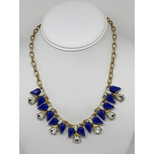 J. Crew Blue Green Gold Jeweled Necklace
